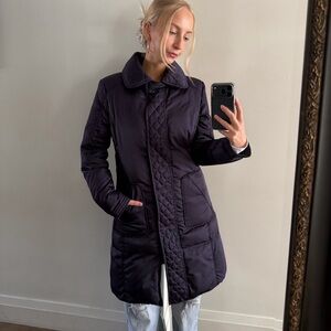 tahari down fill long winter jacket dark purple